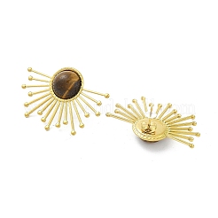 304 Stainless Steel Natural Tiger Eye Boho Stud Earrings&nbsp;EJEW-S244-01G-L