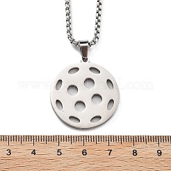 201 Stainless Steel Pickleball Pendant Box Chain Necklaces for Women Men&nbsp;LS-NJEW-H050-01A-P