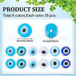 210Pcs 6 Colors Handmade Evil Eye Lampwork Beads&nbsp;LAMP-WR0001-03