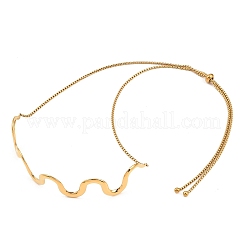 304 Stainless Steel Wavy Line Choker Slider Necklaces&nbsp;NJEW-Z106-01G