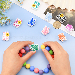 11Pcs 11 Styles Word Good Vibes & Butterfly Silicone Beads&nbsp;SIL-CA0002-79