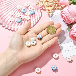 20Pcs 4 Colors Handmade Printed Porcelain European Beads&nbsp;PORC-CJ0001-31
