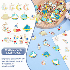 60Pcs 15 Style Alloy Enamel Pendants&nbsp;ENAM-AR0001-52
