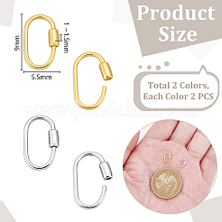 4Pcs 2 Colors Sterling Silver Locking Carabiner&nbsp;STER-GA0001-35C