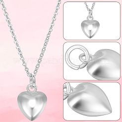 3Pcs 925 Sterling Silver Puffed Heart Charms with Jump Rings&nbsp;STER-BBC0008-09