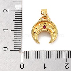 Moon Theme Rack Plating Brass Micro Pave Cubic Zirconia Pendants&nbsp;KK-Z071-52G-04