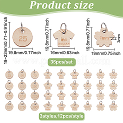 Flower & Clothes & Flat Round Wood Pendant Locking Stitch Markers&nbsp;HJEW-FG00008