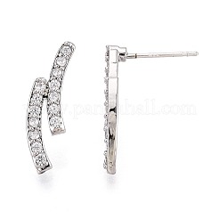 Alloy & Clear Cubic Zirconia Stick Stud Earrings&nbsp;PALLOY-N187-01P