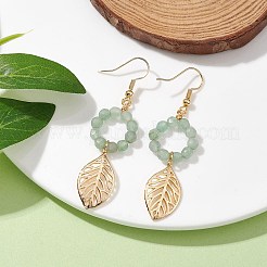Golden Brass Leaf Dangle Earrings&nbsp;EJEW-TA00416