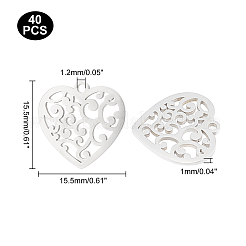 40Pcs 201 Stainless Steel Pendants&nbsp;STAS-UN0035-22