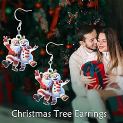 Acrylic Santa Claus Dangle Earrings&nbsp;EJEW-YWC0001-01