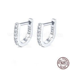 Anti-Tarnish Rhodium Plated 925 Sterling Silver Micro Pave Cubic Zirconia Hoop Earrings for Women&nbsp;EJEW-F317-20P
