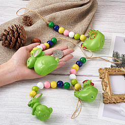 4Pcs 4 Style Easter Theme Plastic Hen & Rabbit Pendant Decorations&nbsp;HJEW-CF0001-16B