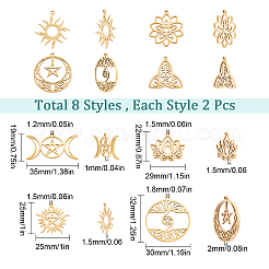 16Pcs 8 Style 304 Stainless Steel Pendants&nbsp;STAS-SC0003-92G