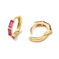 Cubic Zirconia Rectangle Hoop Earrings&nbsp;EJEW-C028-24G-03