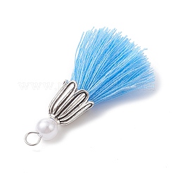 5Pcs 5 Colors Handmade Polycotton(Polyester Cotton) Tassel Pendants&nbsp;PALLOY-JF04471