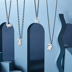 24Pcs 4 Style 201 Stainless Steel Bunny Charms&nbsp;STAS-SC0003-43