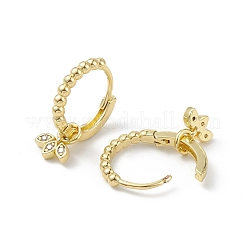 Leaf Rack Plating Brass Cubic Zirconia Hoop Earrings&nbsp;EJEW-K245-26G