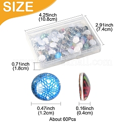 60Pcs Printed Glass Half Round Cabochons&nbsp;GGLA-FS0001-14