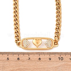 304 Stainless Steel Crystal Rhinestone Rectangle with Heart Pendant Necklaces for Women&nbsp;NJEW-D340-01G