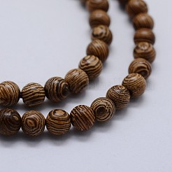 Natural Wenge Wood Beads Strands&nbsp;X-WOOD-F006-02-10mm
