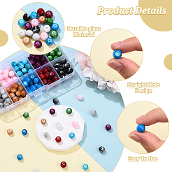 220Pcs 10 Colors Baking Paint Glass Round Beads&nbsp;DGLA-YW0001-59