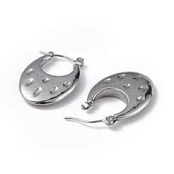 Non-Tarnish 304 Stainless Steel Round Textured Teardrop Thick Hoop Earrings for Women&nbsp;EJEW-I284-19P