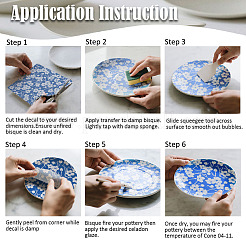 6Pcs 6 Paper Ceramic Decals&nbsp;DIY-SD0002-10F