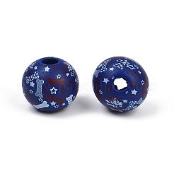 Independence Day Theme Wood European Beads&nbsp;WOOD-Z005-01C-01