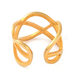 Ion Plating(IP) 304 Stainless Steel Criss Cross Open Cuff Finger Rings for Women&nbsp;RJEW-S414-16B-G