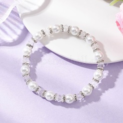 Pearlized Glass Pearl Round Beads Stretch Bracelets for Women&nbsp;BJEW-JB12740