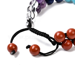 Round Imitation Amber & Mixed Stone Braided Bead Bracelet for Girl Wome&nbsp;BJEW-JB06962-01
