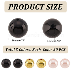 60Pcs 3 Colors Resin Imitation Pearl Beads&nbsp;RESI-PH0001-95