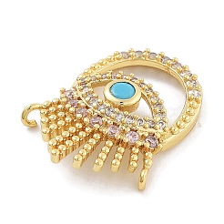 Evil Eye Rack Plating Brass Micro Pave Cubic Zirconia Pendants&nbsp;KK-Z071-69G-02