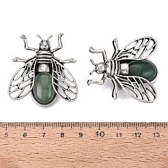 Natural Green Aventurine & Alloy Lapel Pin Brooches&nbsp;GG-N001-04AS-02