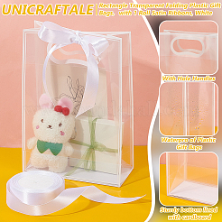 15Pcs Rectangle Transparent Folding Plastic Gift Bags with Hole Handles&nbsp;ABAG-UN0001-01C