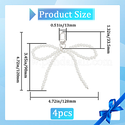 4Pcs Bowknot Plastic Imitation Pearl Pendant Decorations&nbsp;HJEW-BBC0001-08