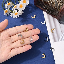 5Pcs 304 Stainless Steel Moon Charms&nbsp;STAS-YW0003-01G