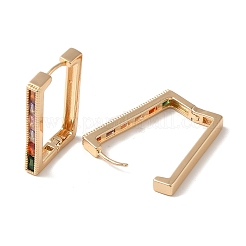 Brass with Colorful Glass Hoop Earrings&nbsp;EJEW-M238-46KCG