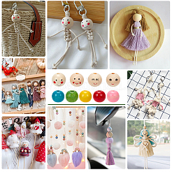 225Pcs 9 Styles Printed Wood European Beads&nbsp;WOOD-NB0002-60