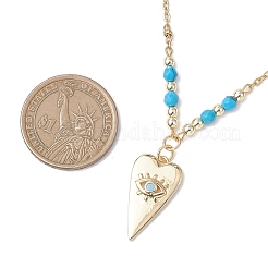Brass Pave Cubic Zirconia Evil Eye Heart Pendant 304 Stainless Steel Satellite Chain Necklaces for Women&nbsp;NJEW-JN05803-01