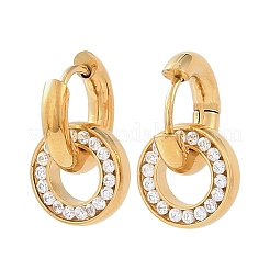304 Stainless Steel Micro Pave Cubic Zirconia Dangle Hoop Earrings for Women&nbsp;SA-A003-01G