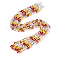 Electroplate Imitation Jade & Opaque & Transparent Glass Beads Strands&nbsp;EGLA-Q135-6x8MM-01B