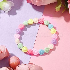 Candy Color Heart Acrylic Beaded Kid Stretch Bracelets for Girls&nbsp;BJEW-JB10222