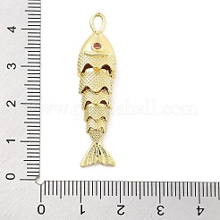 Fish Rack Plating Brass Micro Pave Cubic Zirconia Pendants&nbsp;KK-Z071-72B-01G