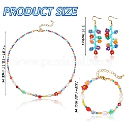 Natural Pearl & Glass Seed Beaded Necklace & Bracelet & Dangle Earrings&nbsp;SJEW-SW00008