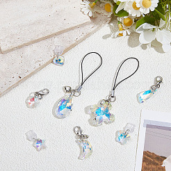 8Pcs Plastic Mobile Dustproof Plugs & Mobile Straps & Pendant Decirations Set&nbsp;HJEW-MA00029