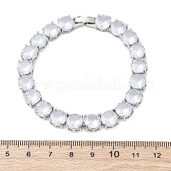 Brass Pave Clear Cubic Zirconia Flat Round Link Chain Bracelets for Women&nbsp;BJEW-A034-02P
