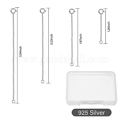 Anti-Tarnish 4Pcs 4 Styles Sterling Silver Cable Chain Extender&nbsp;STER-GL0001-03
