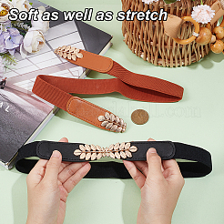 2Pcs 2 Colors Nylon Elastic Chain Belt with Imitation Learther&nbsp;AJEW-GF0007-03A